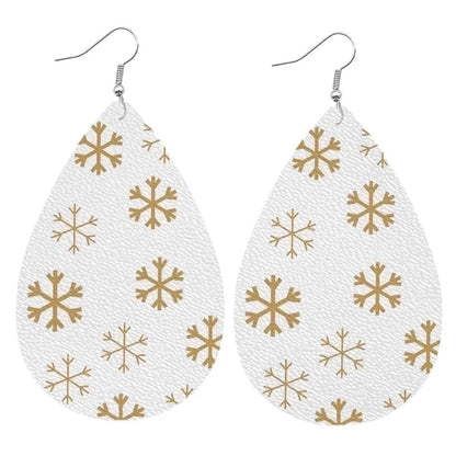 1 Pair Minimalist Classic Style Streetwear Christmas Tree Water Droplets Snowflake Pu Leather Drop Earrings