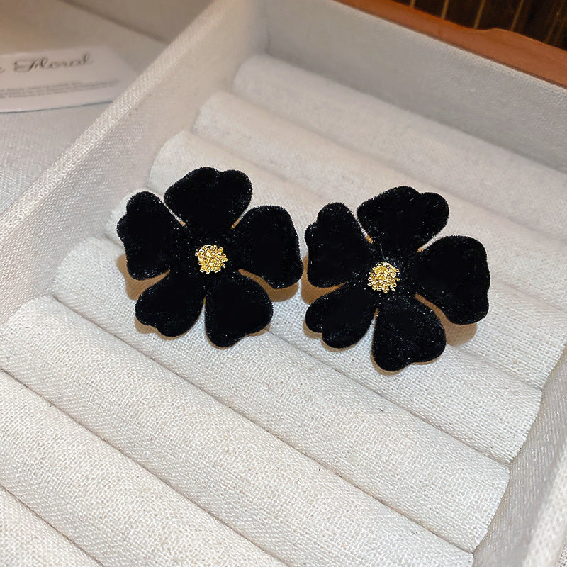 French Vintage Round Geometric Copper Electroplating Stud Earrings