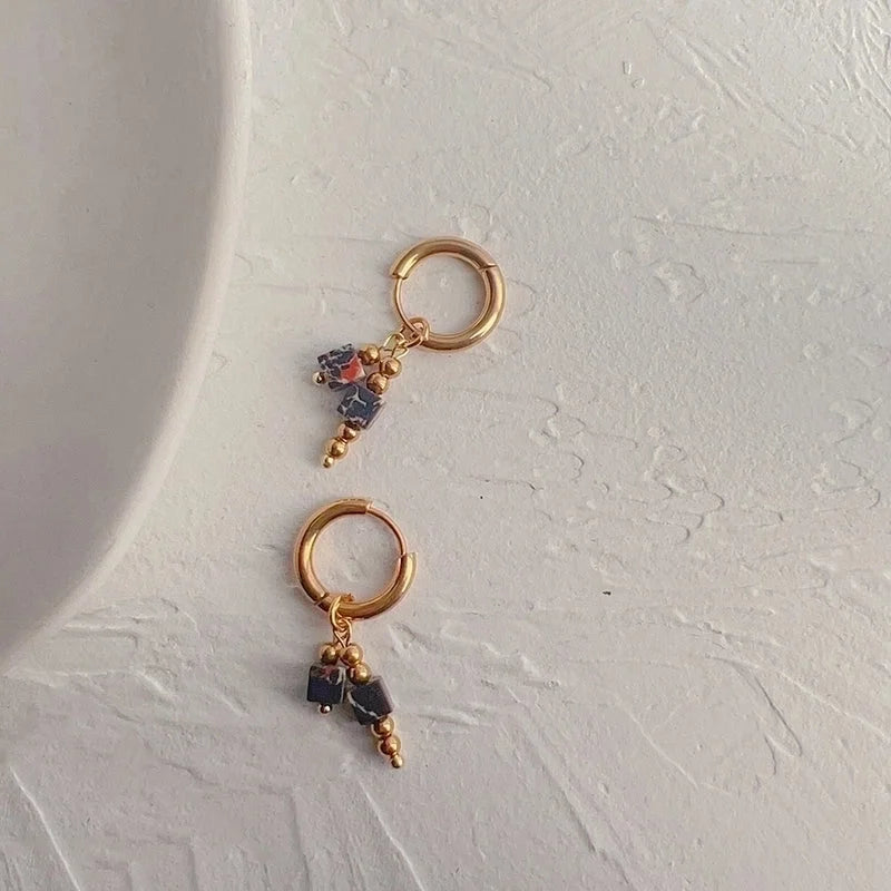 1 Pair Retro Geometric Titanium Steel Plating Drop Earrings