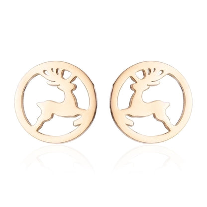 Minimalist Christmas Tree Heart Shape Elk Stainless Steel Plating Hollow Out Ear Studs 1 Pair