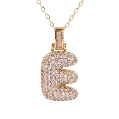 Fashion Copper Plated Real Gold Micro-inlaid Zircon Letter Pendant Necklace