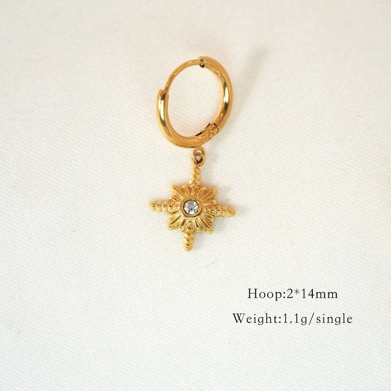 6 Pieces Minimalist Classic Style Solid Color Inlay 304 Stainless Steel Rhinestones Drop Earrings