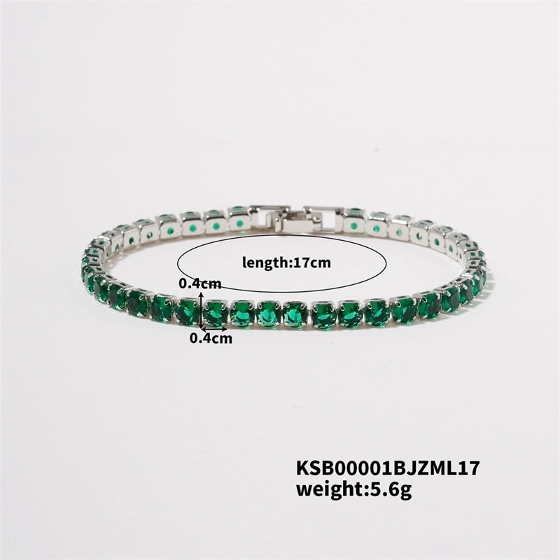 Copper Minimalist Shiny Inlay Geometric Zircon Bracelets Tennis Bracelet