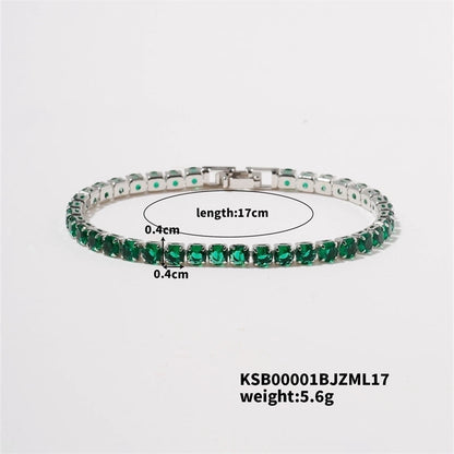 Copper Minimalist Shiny Inlay Geometric Zircon Bracelets Tennis Bracelet