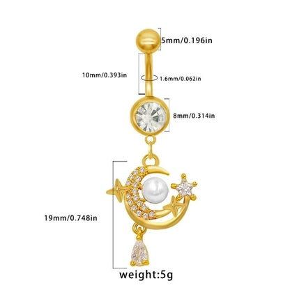 1 Piece Belly Rings Sexy Classic Style Star Heart Shape Butterfly 316L Stainless Steel Alloy Inlay Resin Rhinestones Glass Gold Plated