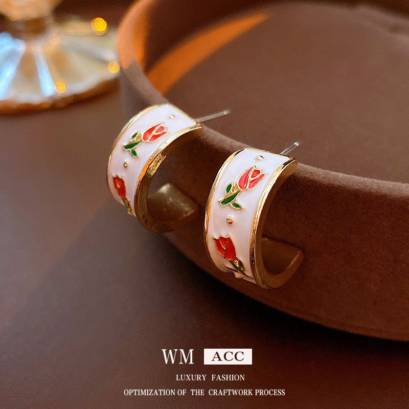 Mid-century Modern Round Geometric Copper Electroplating Earrings