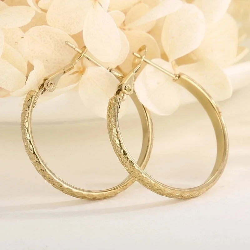 1 Pair Casual Minimalist Solid Color Plating Titanium Steel 18K Gold Plated Hoop Earrings
