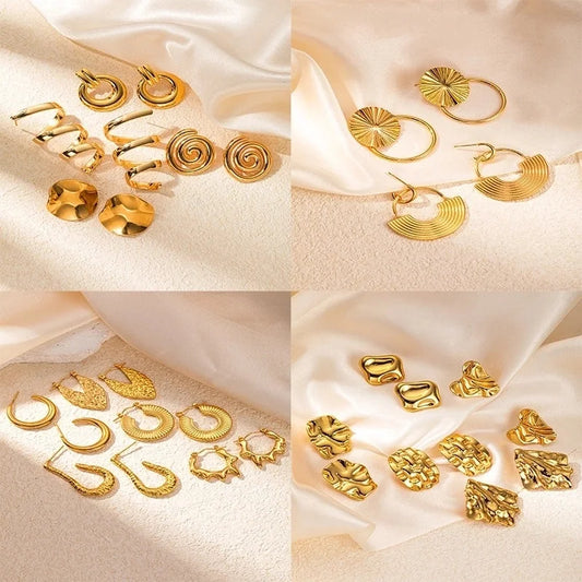 1 Pair Minimalist Geometric Irregular Plating Titanium Steel Earrings