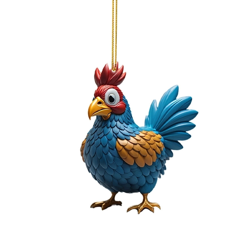 Christmas Creative Animal Chicken Rooster Series Pendant Christmas Tree Pendant Acrylic Hang Decorations