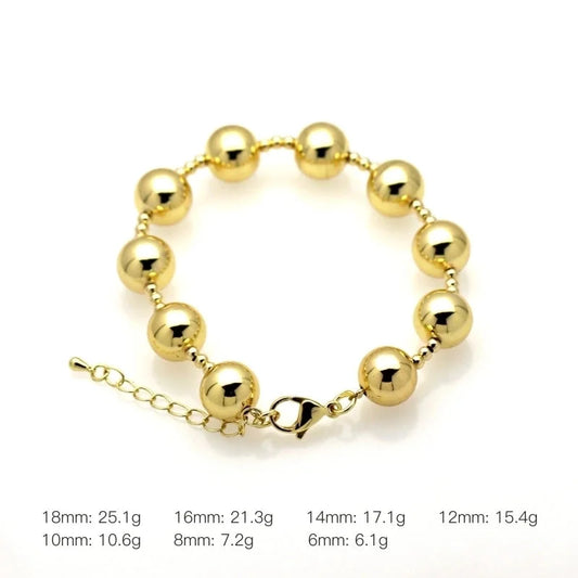 Copper 18K Gold Plated Beaded Plating Round Bracelets