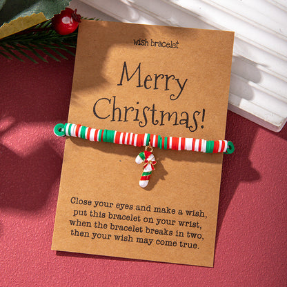 Christmas Bracelet Soft Clay Christmas Ornament Santa Claus Pendant Bracelet Snowflake Reindeer Bracelet
