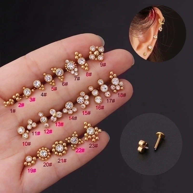 Ear Cartilage Rings & Studs Fashion Geometric 316L Stainless Steel Plating