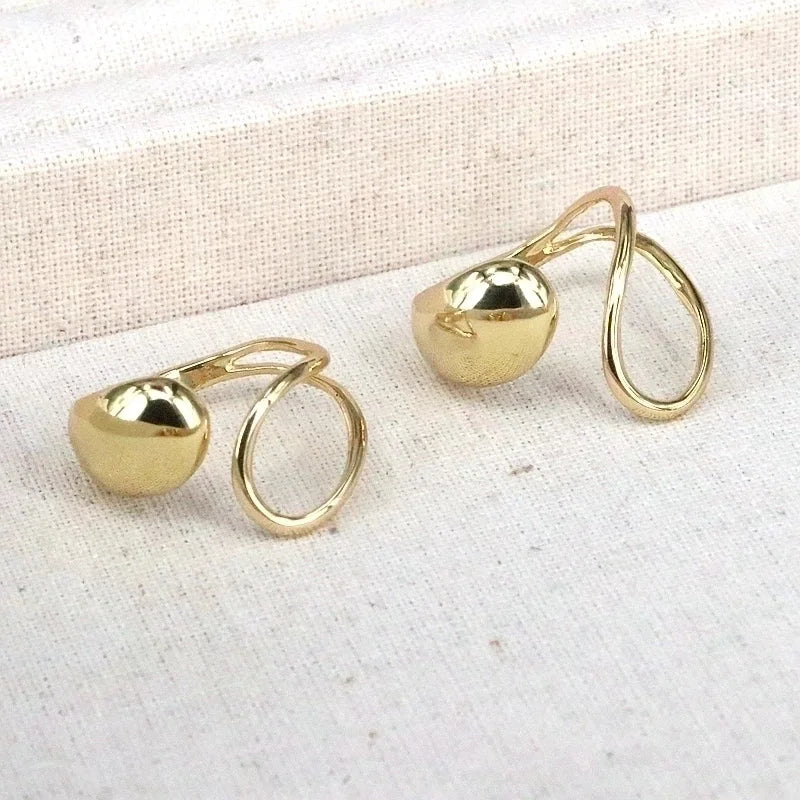 Vintage Style Minimalist Water Droplets Heart Shape Copper Gold Plated Open Rings In Bulk