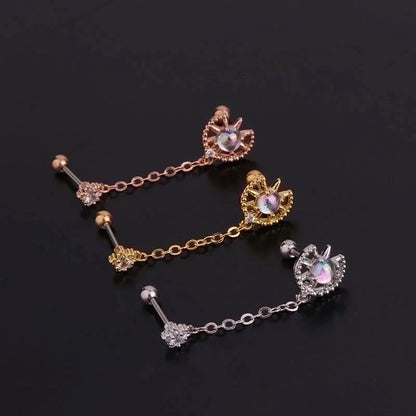 Ear Cartilage Rings & Studs Fashion Geometric 316L Stainless Steel Copper Inlaid Zircon