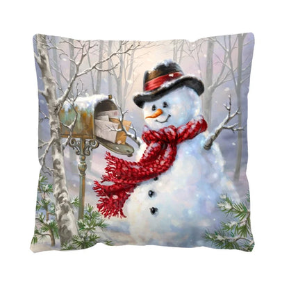 Christmas Glam Santa Claus Snowman Short Plush Pillow Cases Couch & Sofa Decor