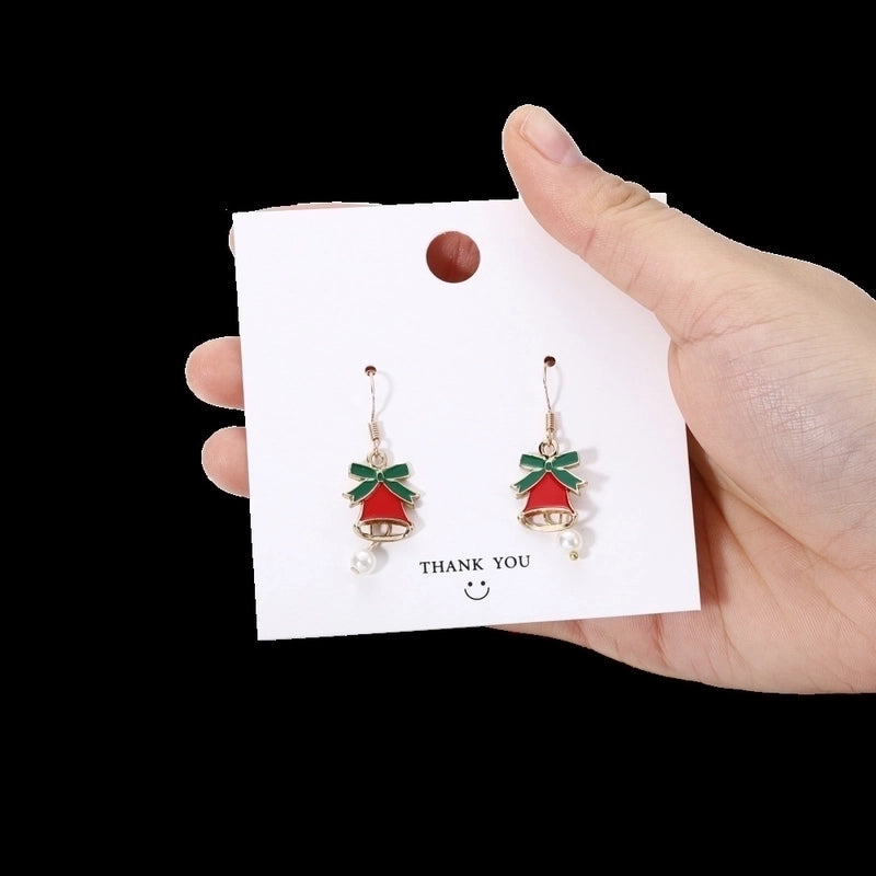 Fashion Christmas Tree Snowflake Elk Silver Plated Enamel Women's Earrings 1 Pair