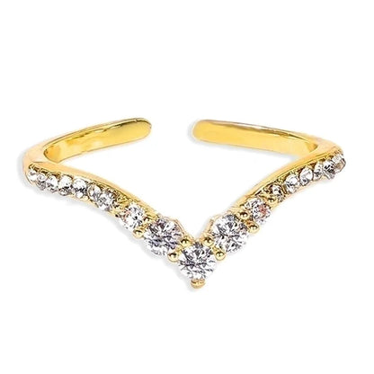 Geometric Silver Transparent Rhinestone Inlaid Series Open Copper Inlaid Zirconium Ring