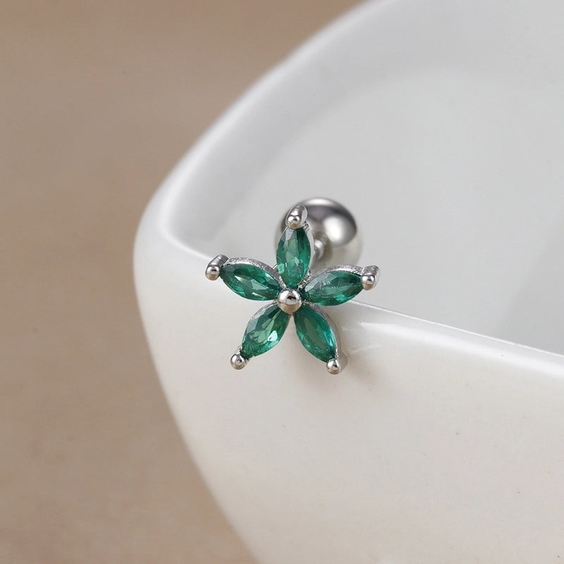 1 Piece Ear Cartilage Rings & Studs IG Style Ice Cream Heart Shape Candy 304 Stainless Steel Inlay Zircon 18K Gold Plated Ear Cartilage Rings & Studs