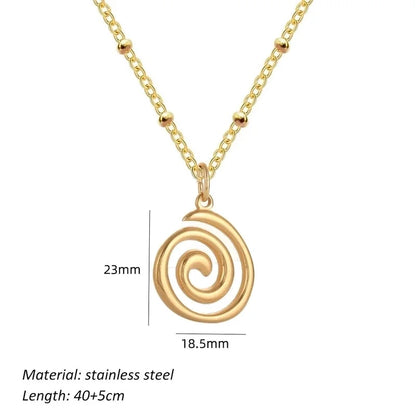 Basic Modern Style Classic Style Spiral 304 Stainless Steel 18K Gold Plated Pendant Necklace