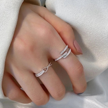 Minimalist Solid Color Copper Inlay Zircon Rings