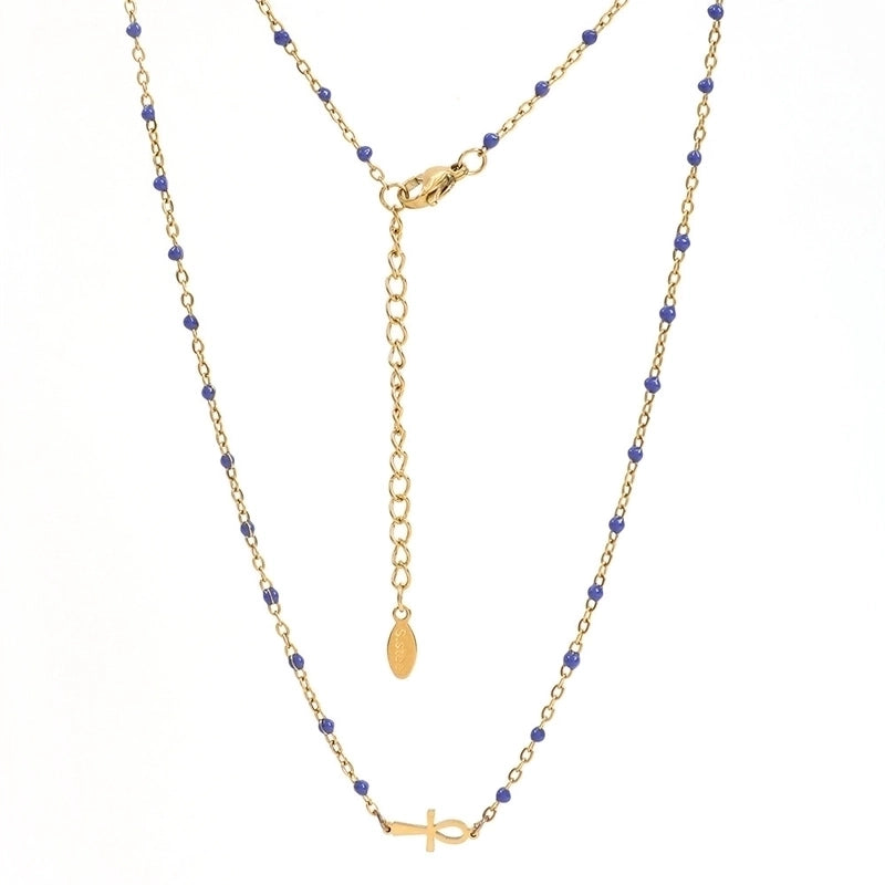 Minimalist Cross Stainless Steel Titanium Steel Enamel Necklace