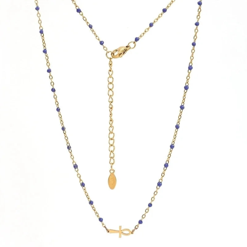 Minimalist Cross Stainless Steel Titanium Steel Enamel Necklace