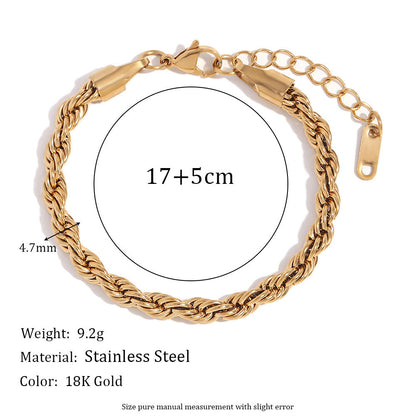 Women Fashion Circle Geometric Stainless Steel 18K Gold Plated Bracelets