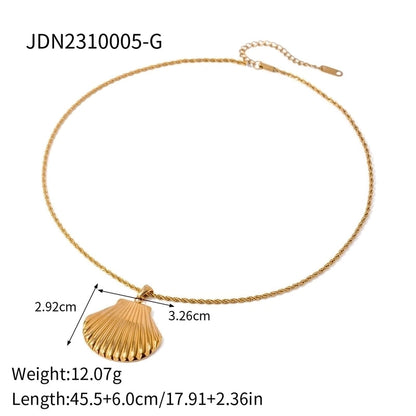 2 Pieces 304 Stainless Steel 18K Gold Plated Beach Minimalist Beaded Plating Starfish Shell Fish Tail Pendant Necklace
