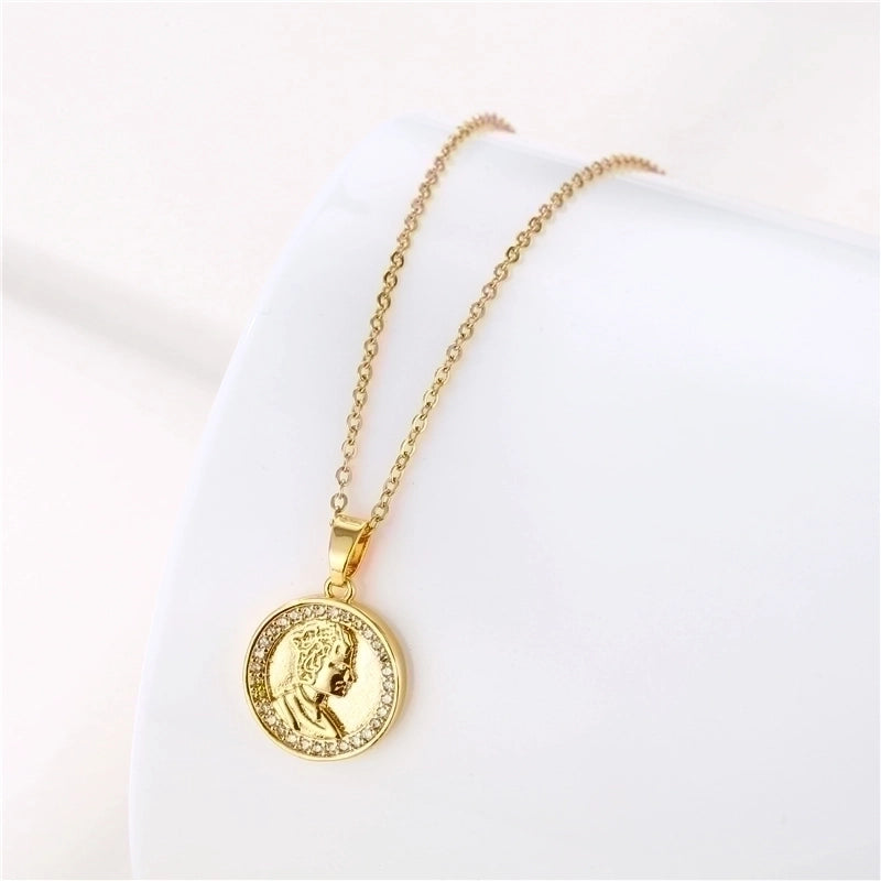 Stainless Steel Titanium Steel 18K Gold Plated Minimalist Plating Inlay Flower Dragonfly Butterfly Zircon Pendant Necklace