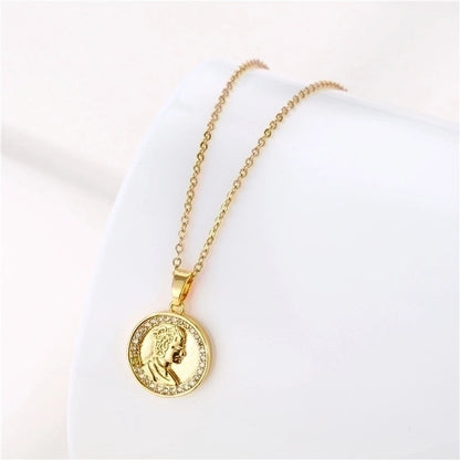 Stainless Steel Titanium Steel 18K Gold Plated Minimalist Plating Inlay Flower Dragonfly Butterfly Zircon Pendant Necklace