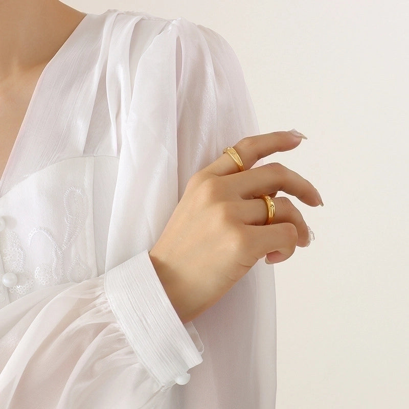 Fashion Star 304 Stainless Steel Zircon 18K Gold Plated Plating Inlay Rings