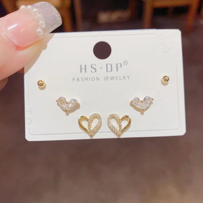 Fashion Geometric Copper Plating Artificial Pearls Zircon Earrings 3 Pairs