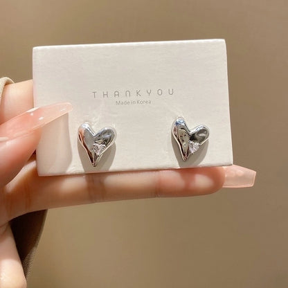 Sweet Heart Shape Bow Knot Copper Inlay Rhinestones Earrings 1 Pair