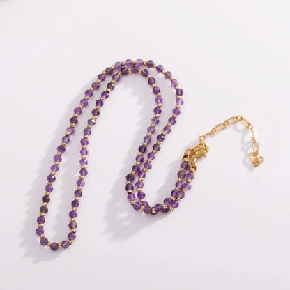 Elegant Vacation Streetwear Round Natural Stone Stone Copper Beaded Plating 18k Gold Plated Necklace