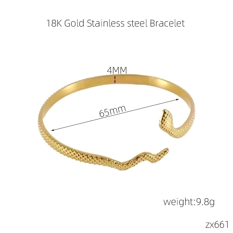 INS Style Cross Snake 304 Stainless Steel 18K Gold Plated Bangle In Bulk