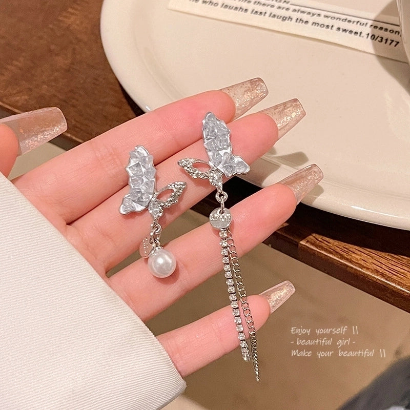 Fashion Geometric Star Flower Imitation Pearl Alloy Tassel Women\'s Drop Earrings 1 Pair