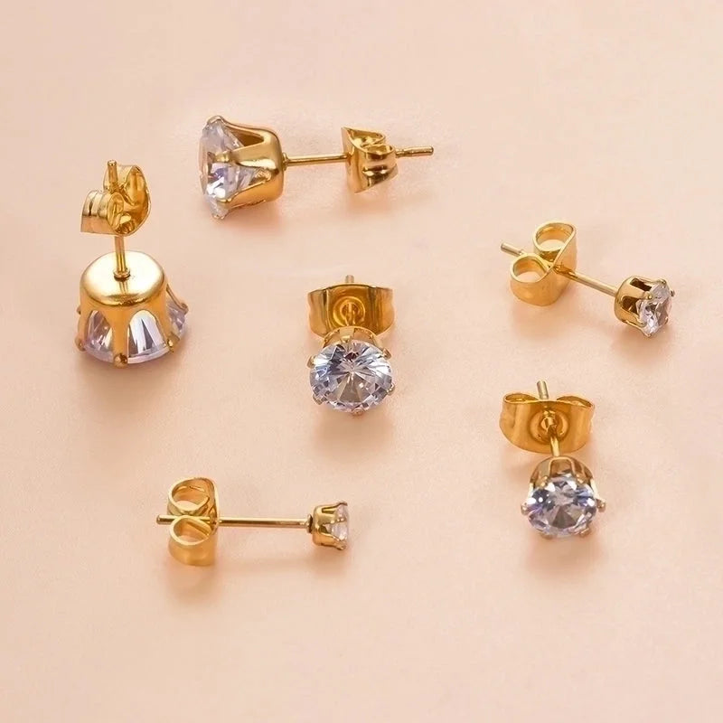 1 Piece Ear Cartilage Rings & Studs Minimalist Classic Style Geometric Round 316L Stainless Steel Plating Inlay Zircon