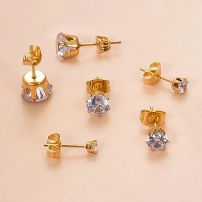 1 Piece Ear Cartilage Rings & Studs Minimalist Classic Style Geometric Round 316L Stainless Steel Plating Inlay Zircon