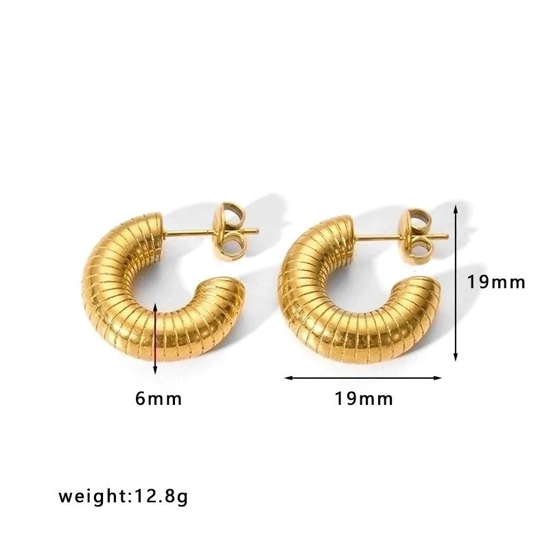 1 Pair Minimalist U Shape Plating Stainless Steel Artificial Pearls Rhinestones 18K Gold Plated Earrings