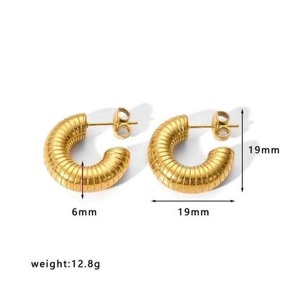 1 Pair Minimalist U Shape Plating Stainless Steel Artificial Pearls Rhinestones 18K Gold Plated Earrings
