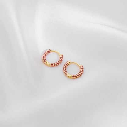 1 Pair Casual Minimalist Commute Circle Round Painted Copper Gold Plated Earrings