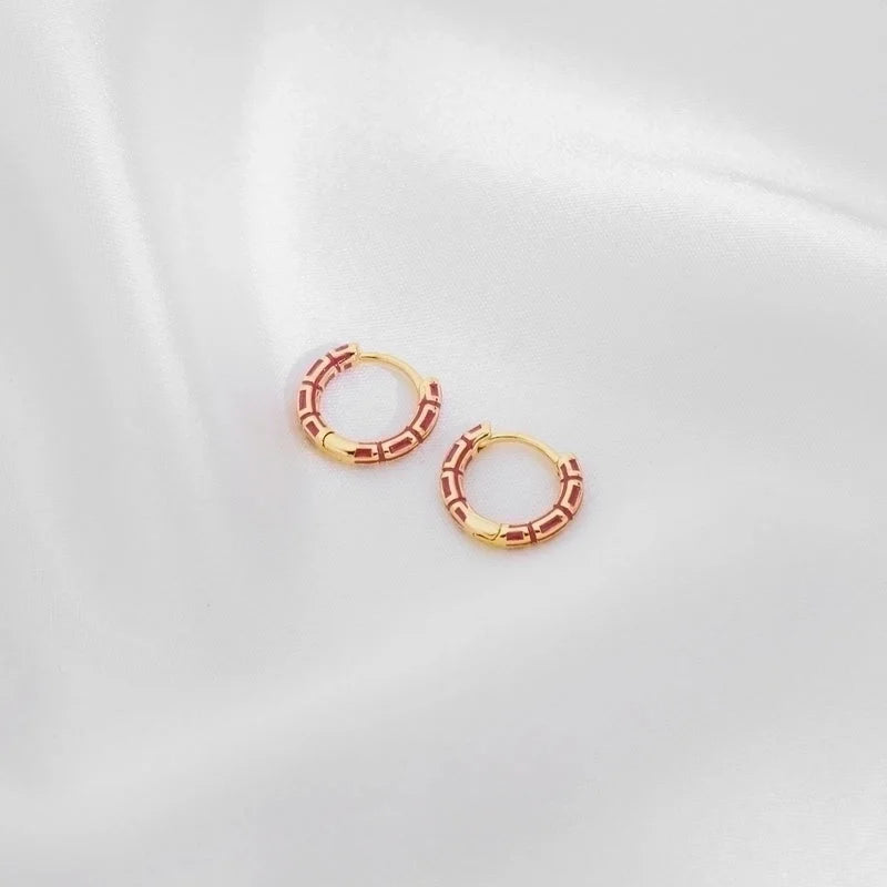 1 Pair Casual Minimalist Commute Circle Round Painted Copper Gold Plated Earrings