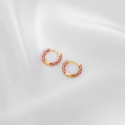 1 Pair Casual Minimalist Commute Circle Round Painted Copper Gold Plated Earrings