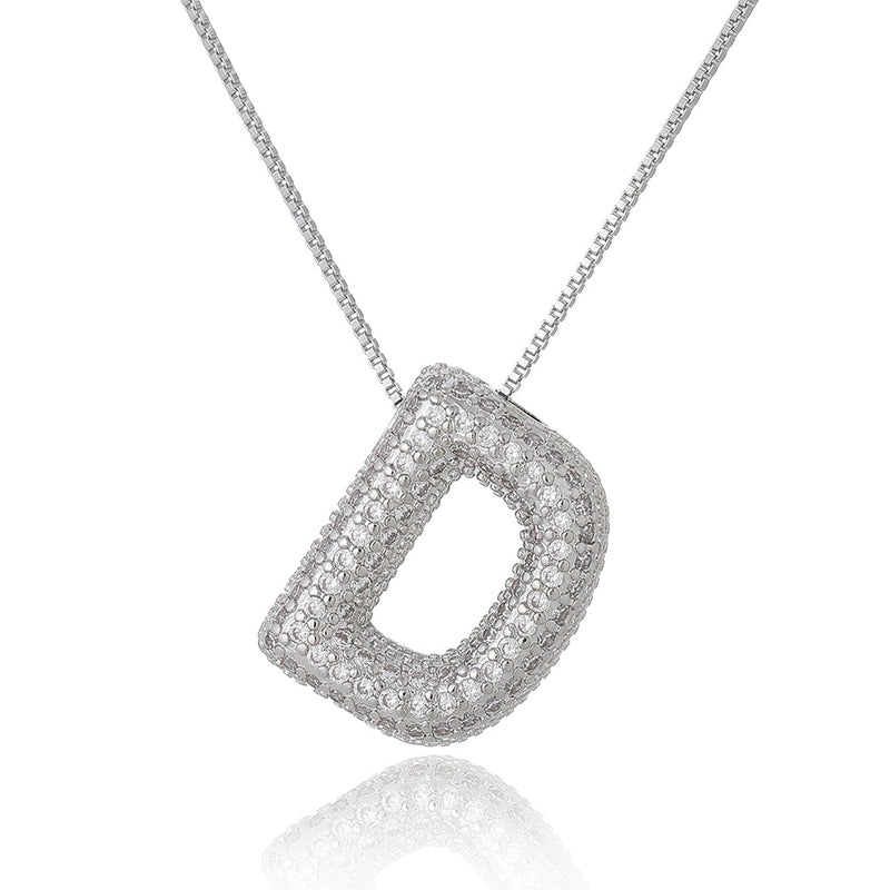 Copper Inlay Letter Zircon Pendant Necklace