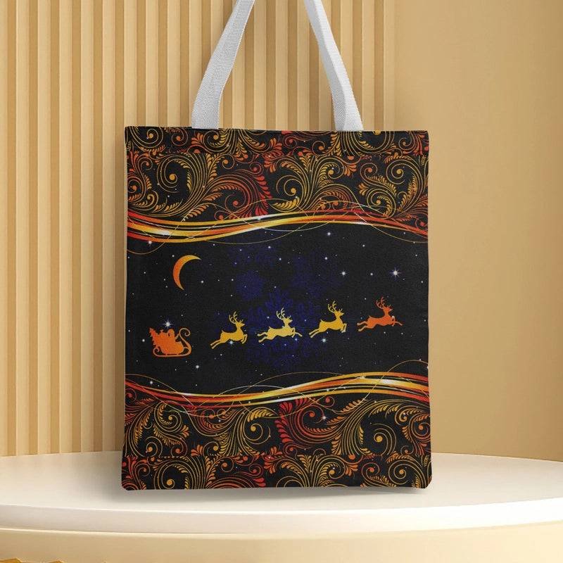 Christmas Unisex Polyester Christmas House Christmas Tree Santa Claus Cute Square Open Handbag