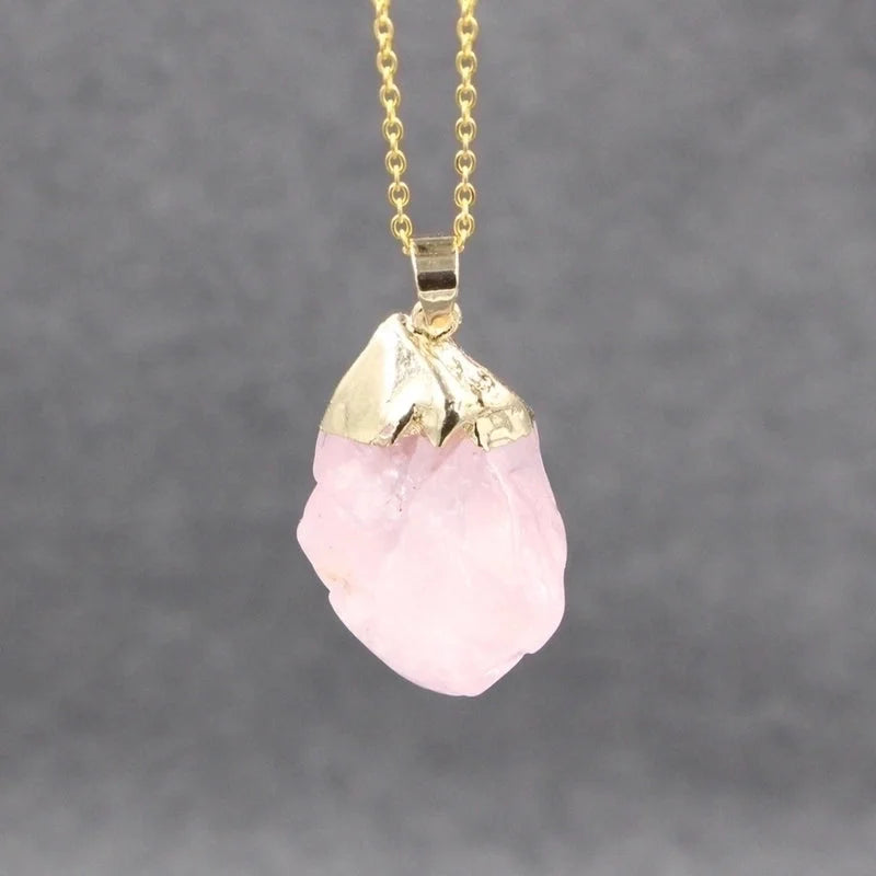 Ethnic Style Geometric Copper Inlay Natural Stone Pendant Necklace