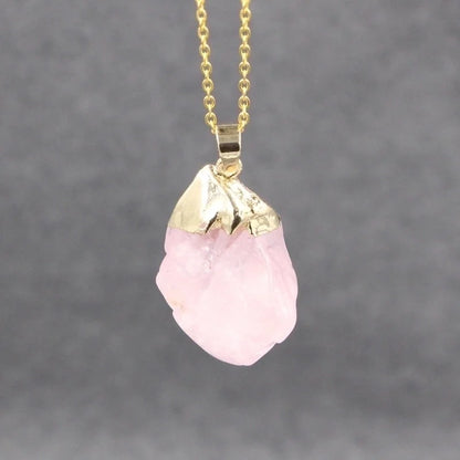 Ethnic Style Geometric Copper Inlay Natural Stone Pendant Necklace