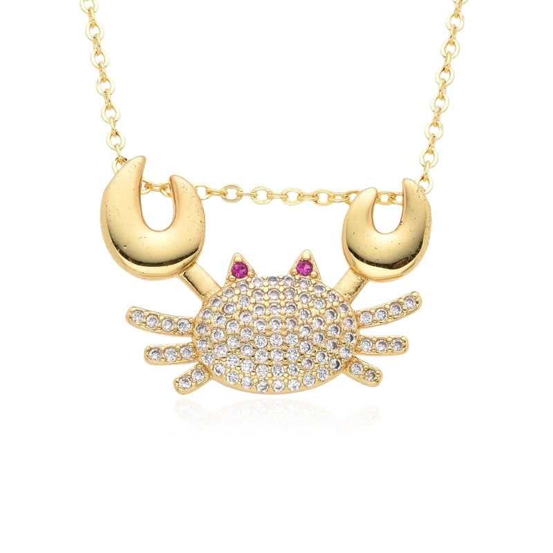 Casual Minimalist Animal Copper Inlay Zircon Necklace