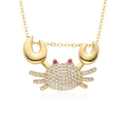 Casual Minimalist Animal Copper Inlay Zircon Necklace