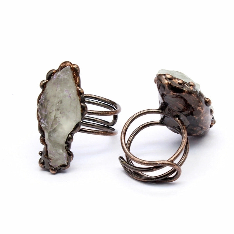 Vintage Style Minimalist Geometric Natural Stone Open Rings In Bulk